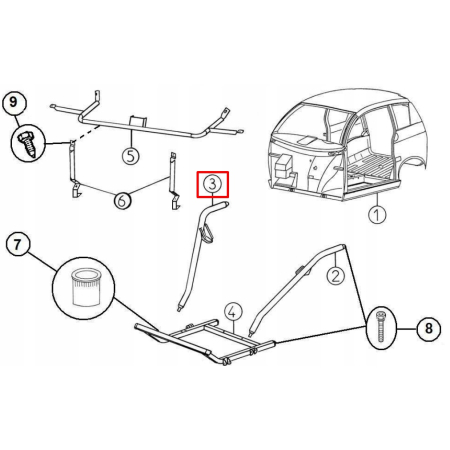 Laga noga łącznik sanek aixam city roadline crossline scouty 2008-2010 prawa